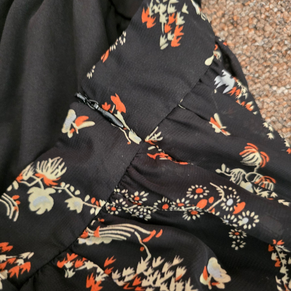 Evie Black Floral Tiered Mini Skirt with Lace Trim UK Size 10, BNWT, boho