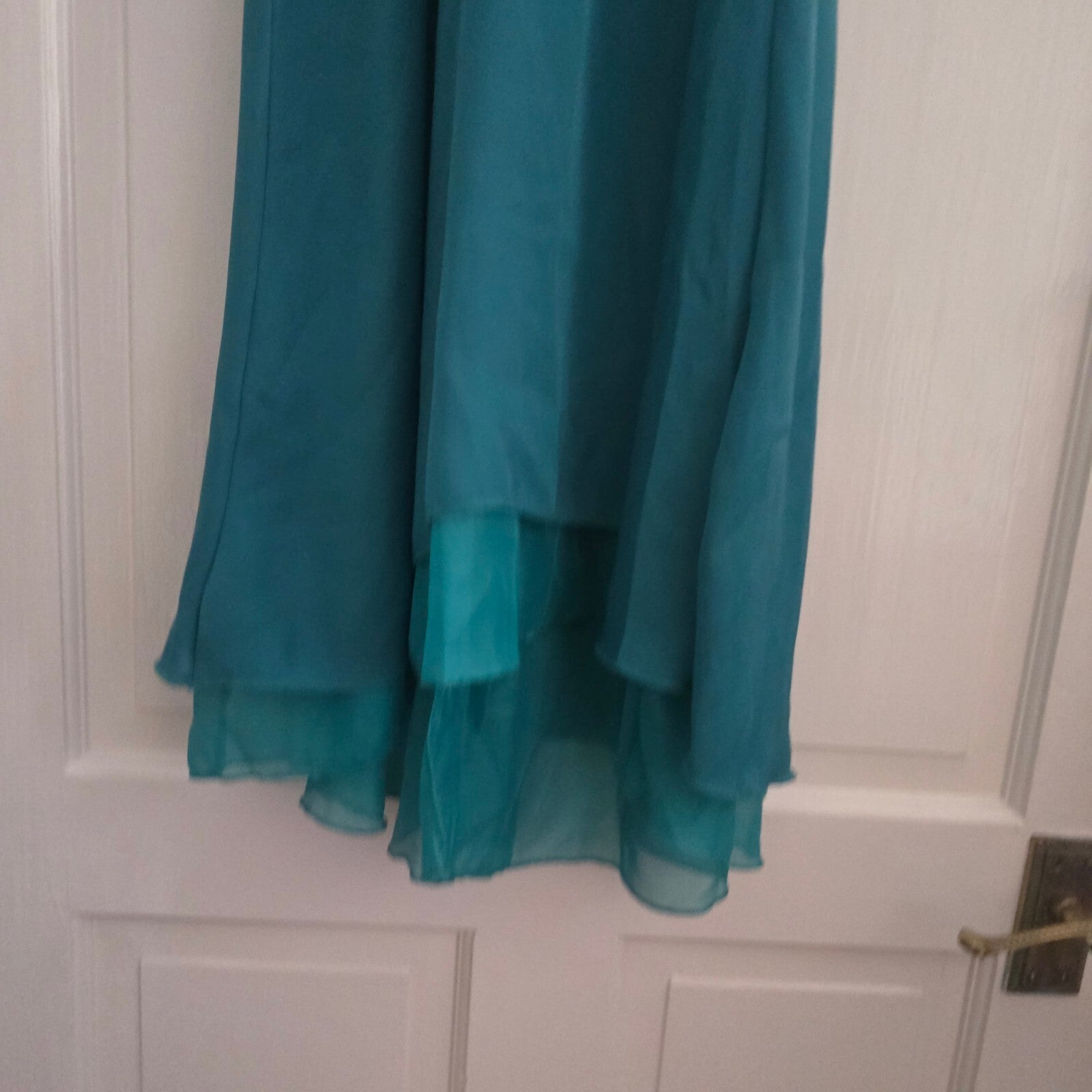 Teal Sleeveless High-Low Dress with Button Back Closure, Size Medium