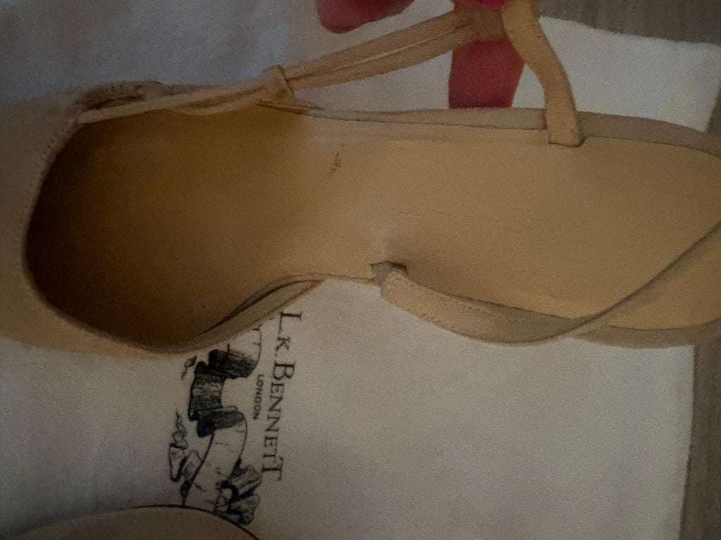 L.K. Bennett Precious Camel Suede Pointed Toe Slingback Heels Size 37.5, BNWT