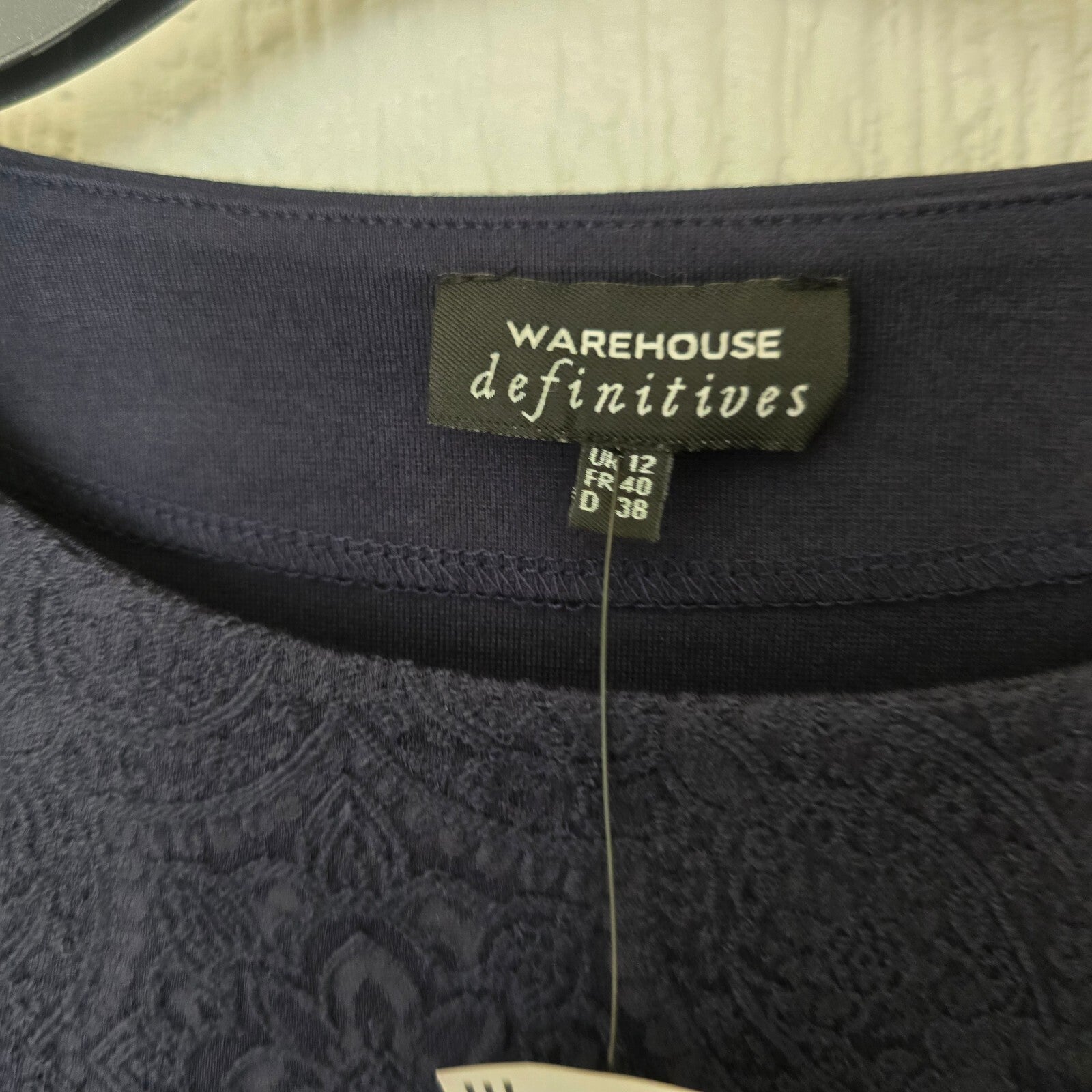 Warehouse Definitives Navy and Cream Panelled Dress UK 12 BNWT jersey short