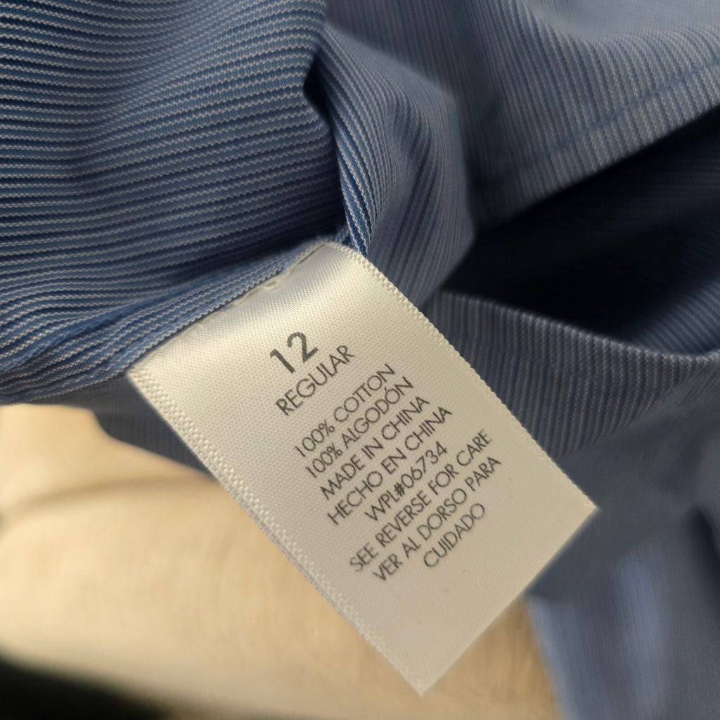 Calvin Klein Slim Fit Blue Pinstripe and White Cotton Slim Fit Shirt, 12, BNWT