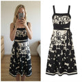Monsoon Black and White Patterned Midi Dress UK 8 EUR 36, linen mix
