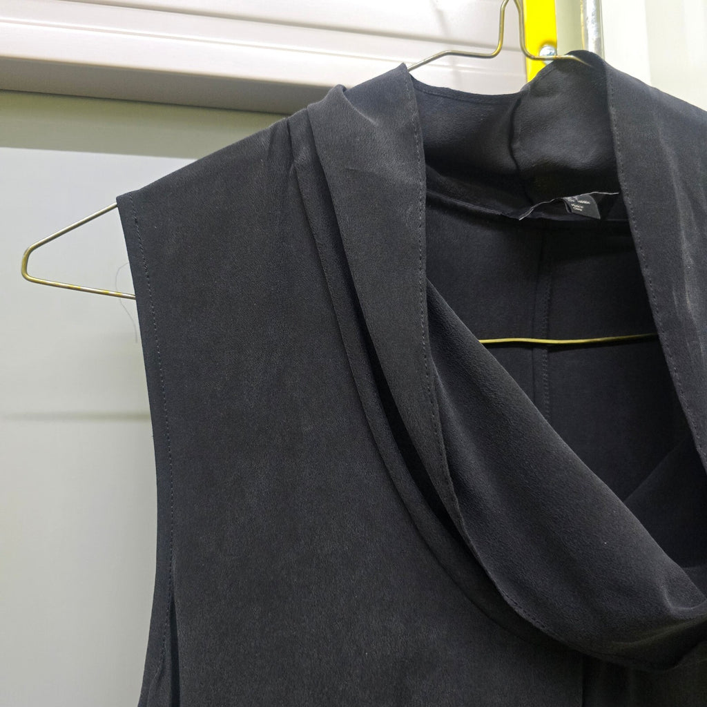 COS Sleeveless Black Cowl Neck Silk Luxury Lightweigh Knee Length Dress