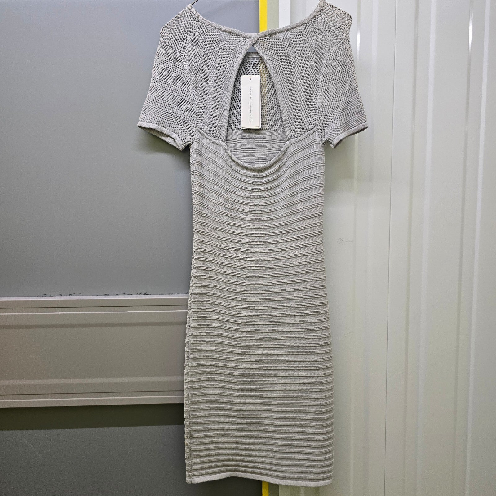 French Connection Danni Cruise Grey Knit Bodycon Dress Size 10, BNWT