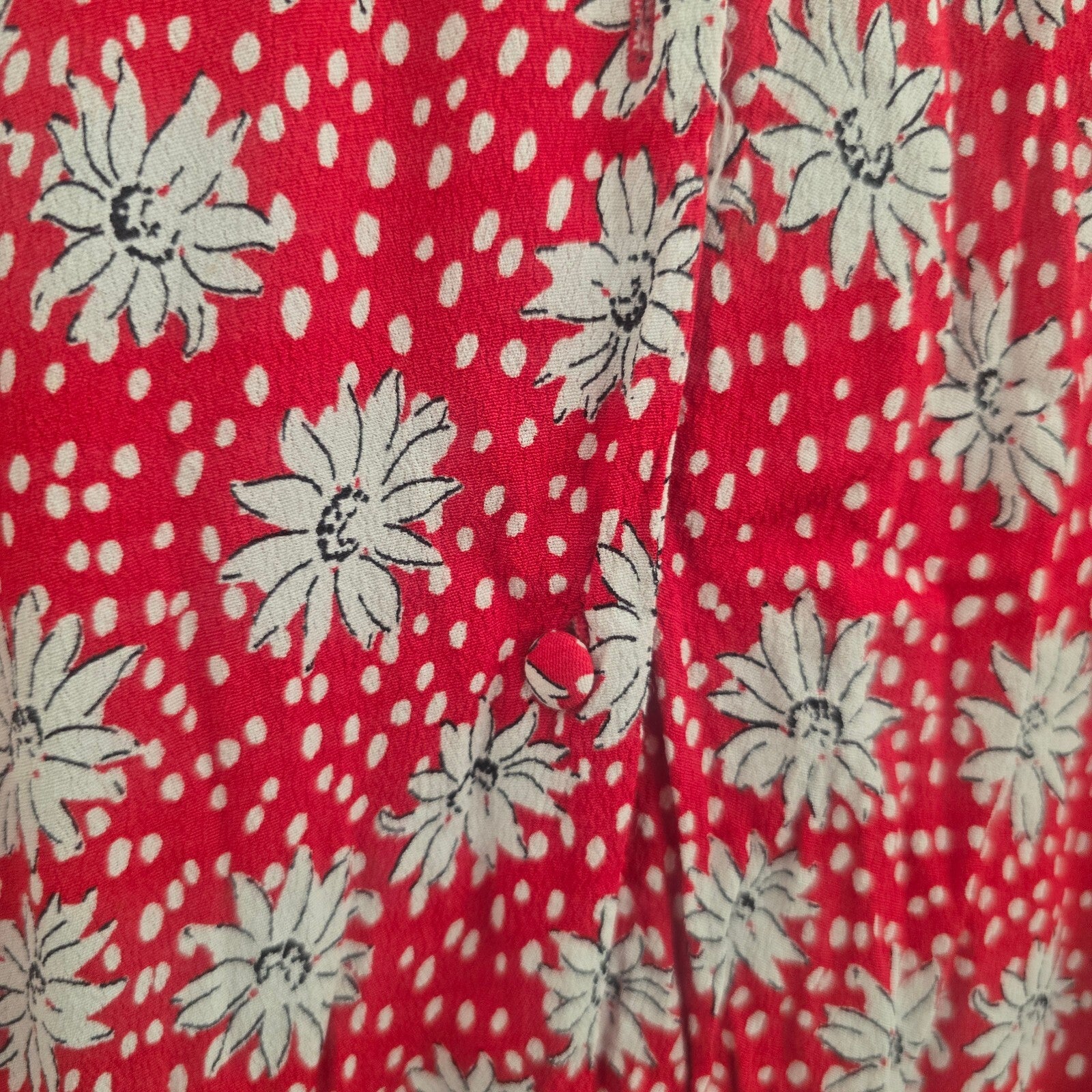 Zara Red Floral Print Long Sleeve Maxi V Neck Dress, Size L, blogger influencer