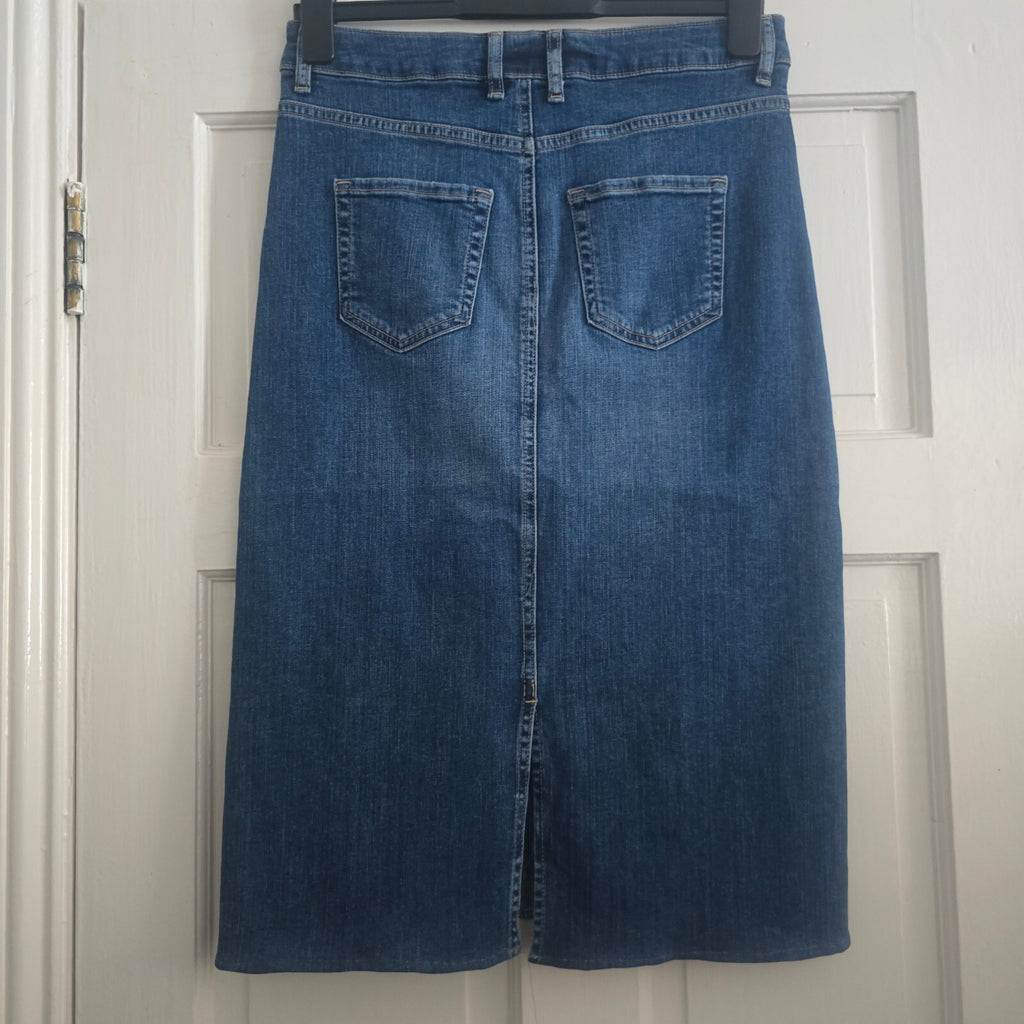 Denim Since 1959 Classic Blue Denim Midi Stretch Skirt Size 10