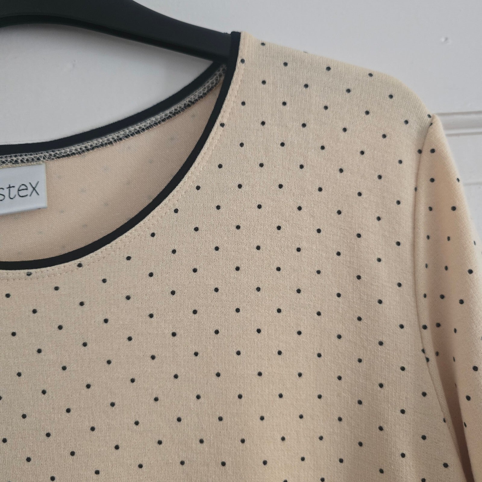 Eastex Beige Polka Dot Short Sleeve Top UK 12 EU 38