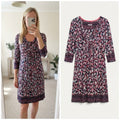 Per Una Floral Print V-Neck Dress with 3/4 Sleeves, size 12, jersey stretch soft