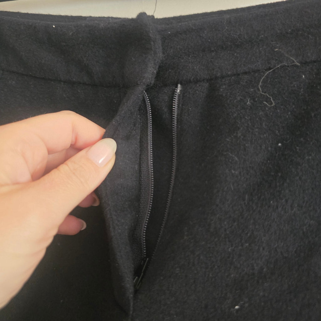 French Connection Black Wool Blend Wide Leg Trousers Size 10, smart, formal