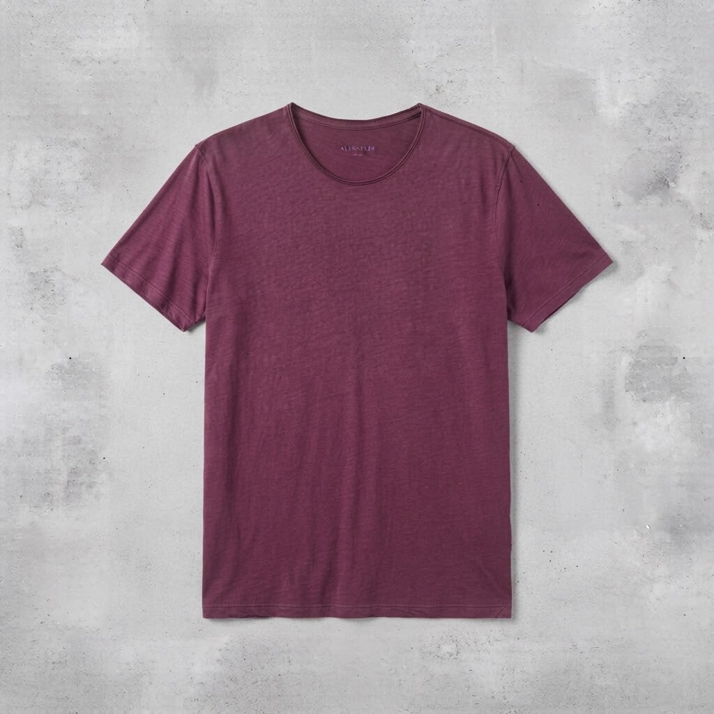 AllSaints Men's Crew Neck T-Shirt in Burgundy