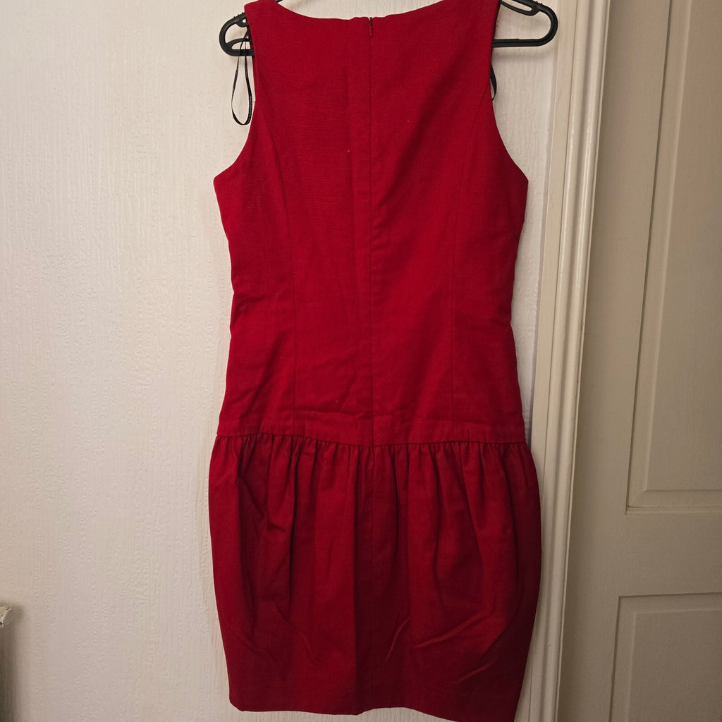Warehouse Red Sleeveless Drop Waist Dress UK 10