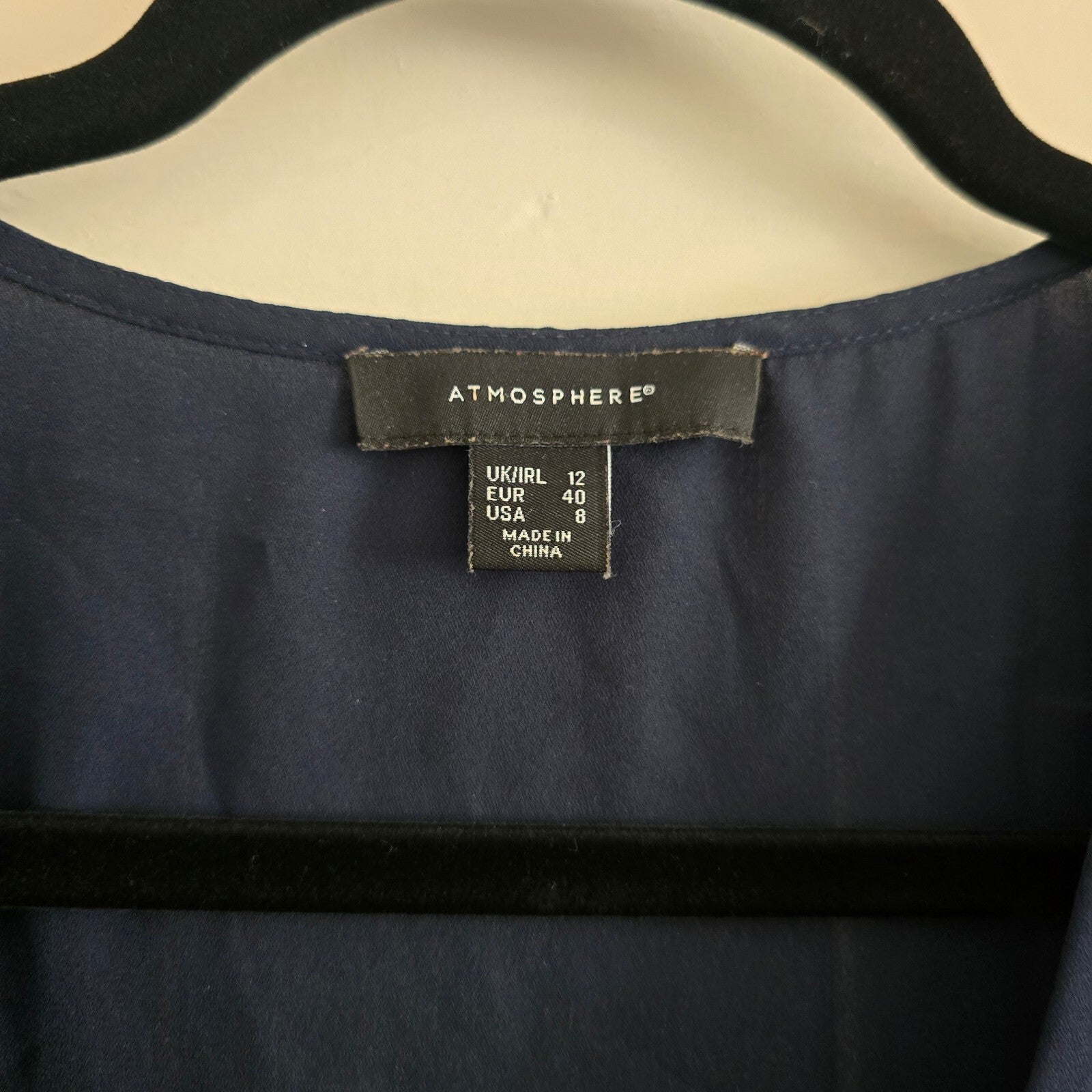Atmosphere Navy Blue Sleeveless V-Neck Blouse Size UK 12 lightweight workwear