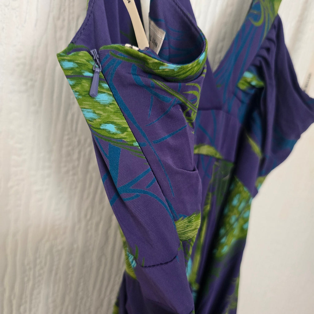 Karen Millen Floral Print Purple Viscose Dress UK 10