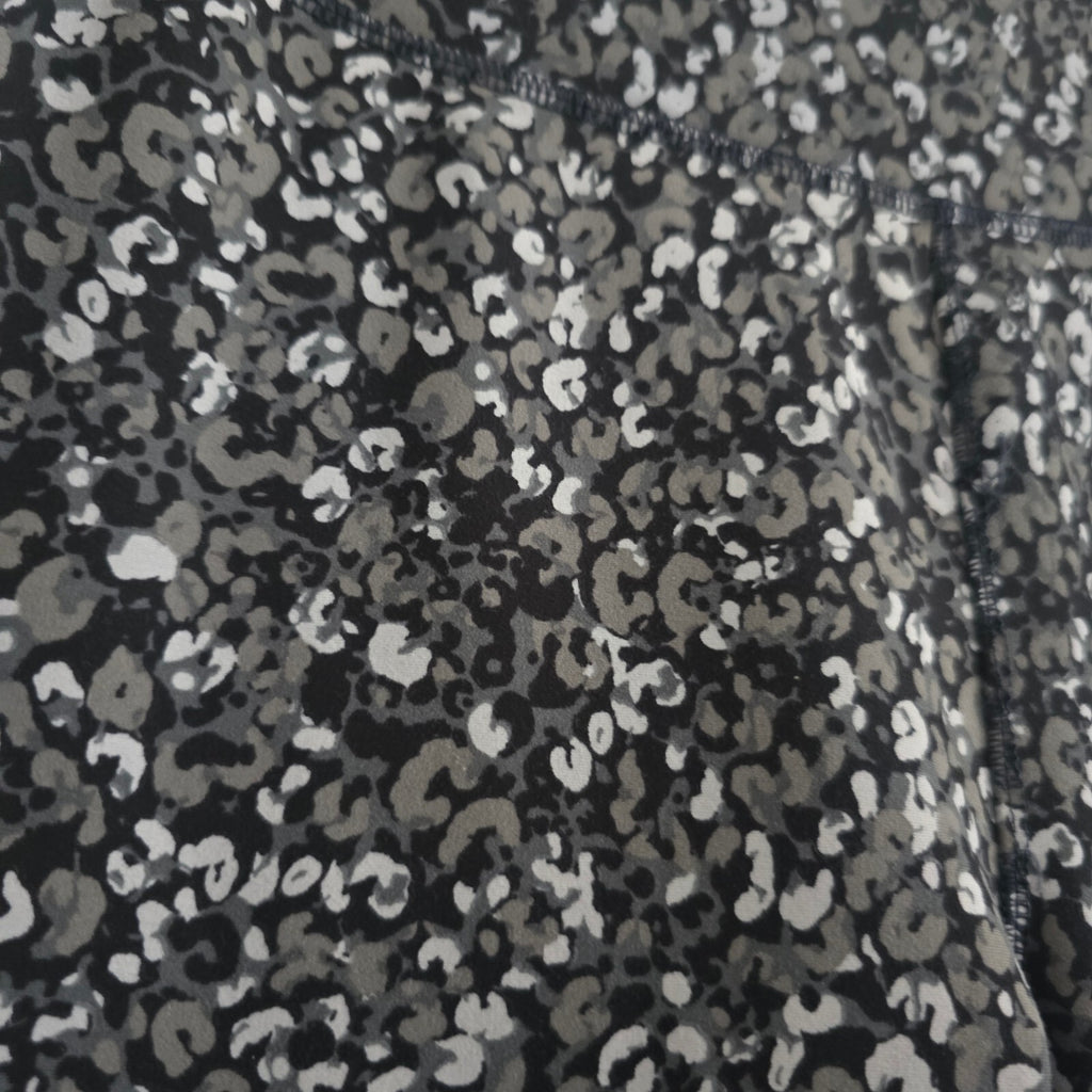 F&F Active Women's Medium Black and Grey Leopard Print Leggings gym activewear