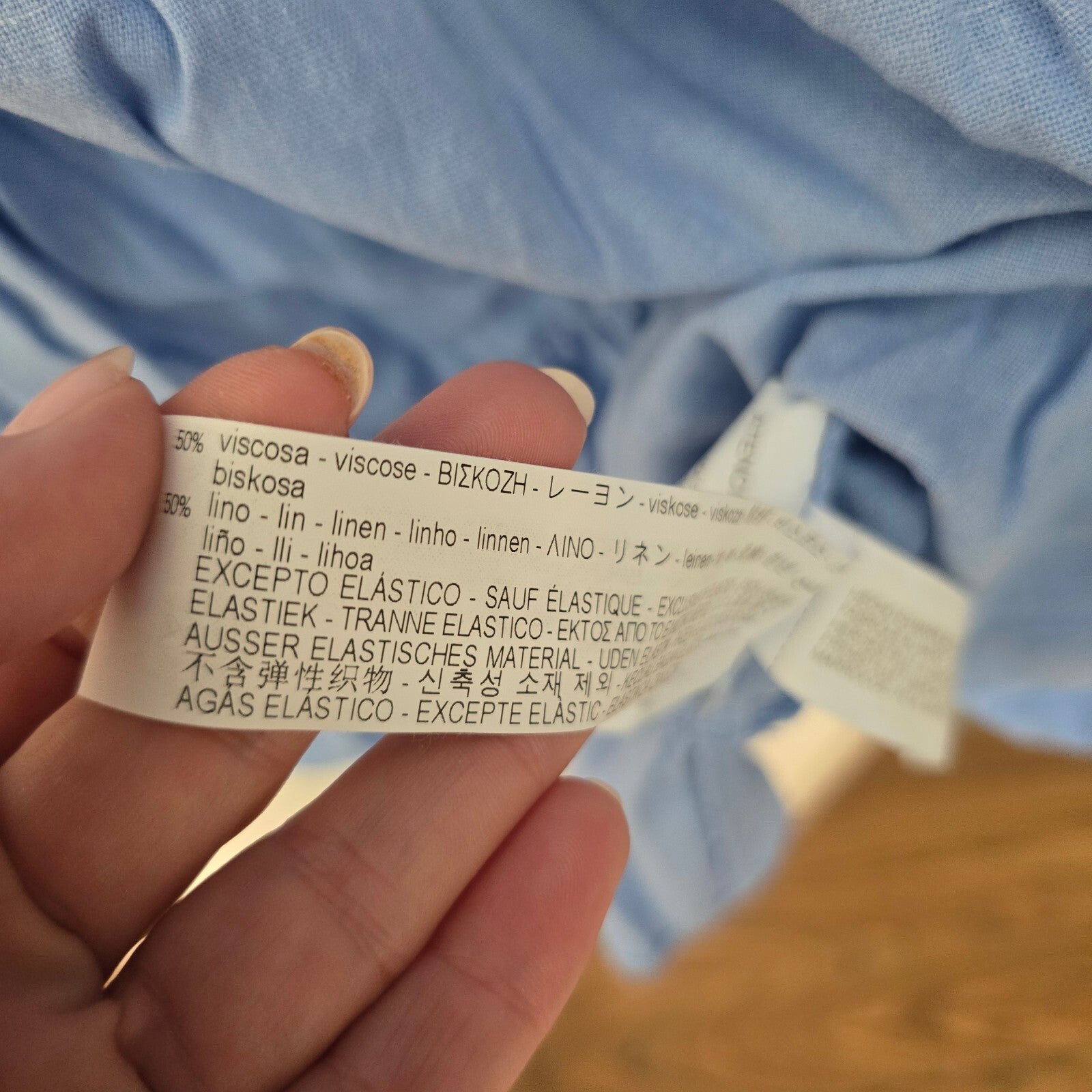 Zara Light Blue Linen Viscose Blend Shirt Dress with Button Detail, Collar, XL