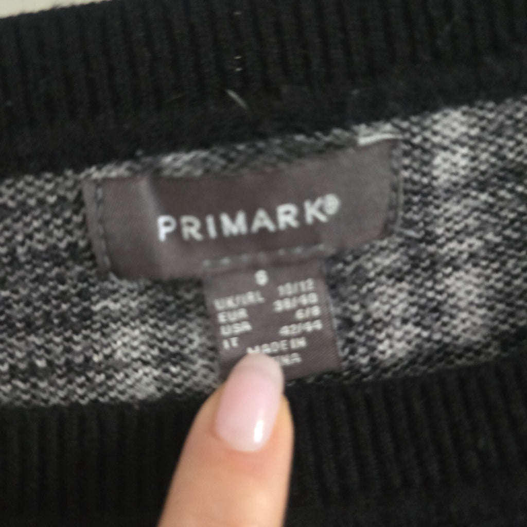 Primark Black and White Checked Cropped Knit Sweater Jumper Size S 10/12
