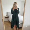 IZABEL London Green and Brown Animal Print Long Sleeve Dip Hem Dress size 12