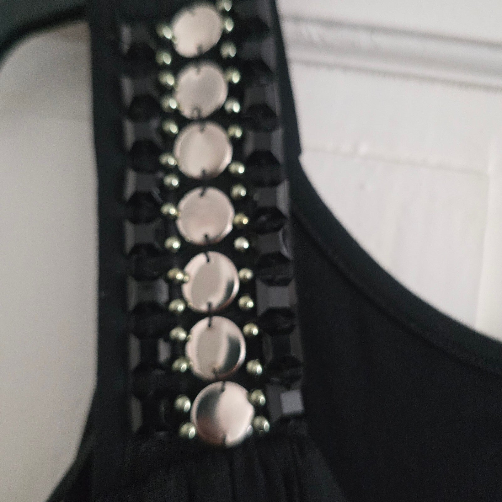 Roman Originals Black Jersey Wrap front boho Embellished Maxi Dress, size M