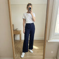 KITRI Navy Blue Wide-Leg Trousers UK 12 / US 8