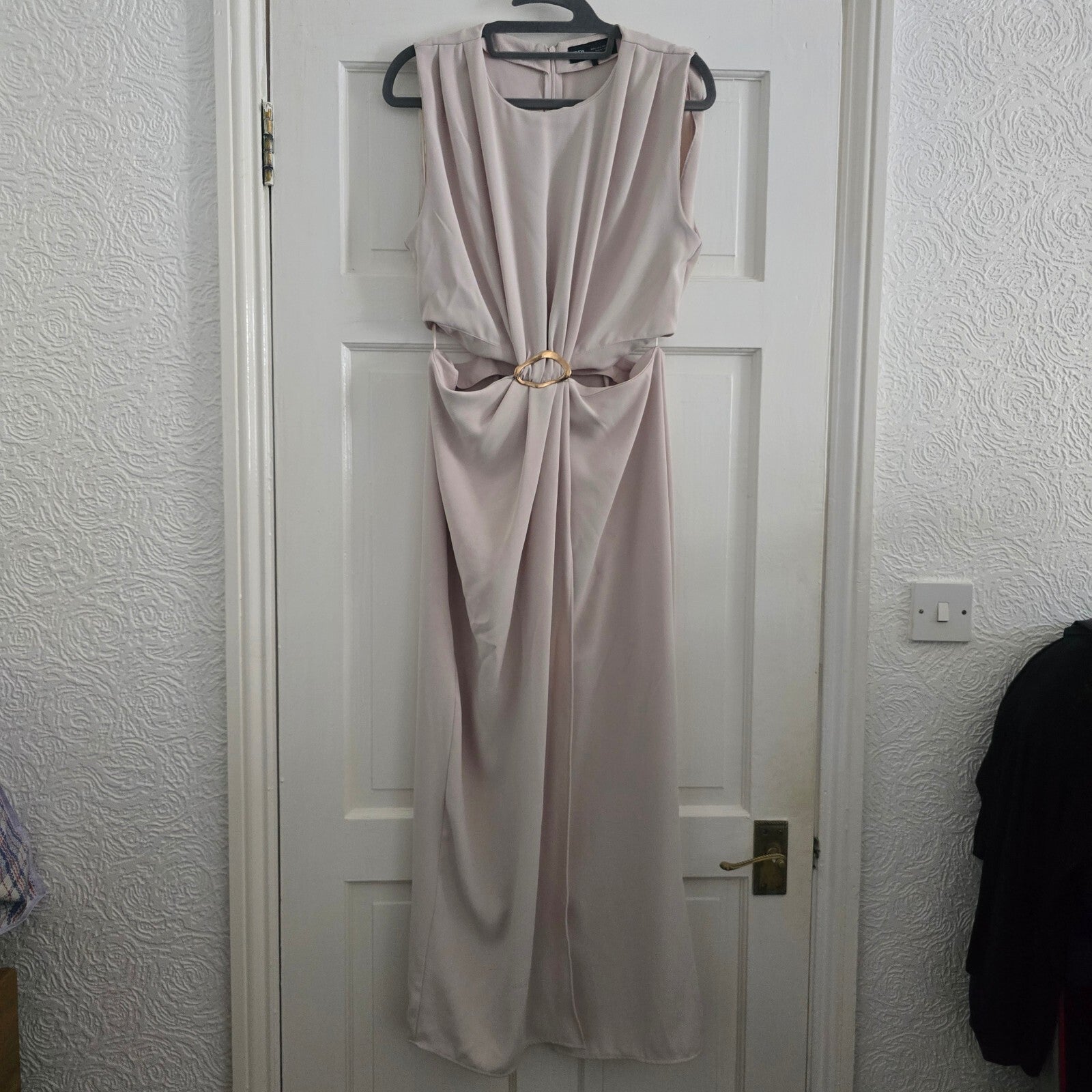 ZARA Elegant Sleeveless Dress with Gold Buckle and cut out Detail, Size L
