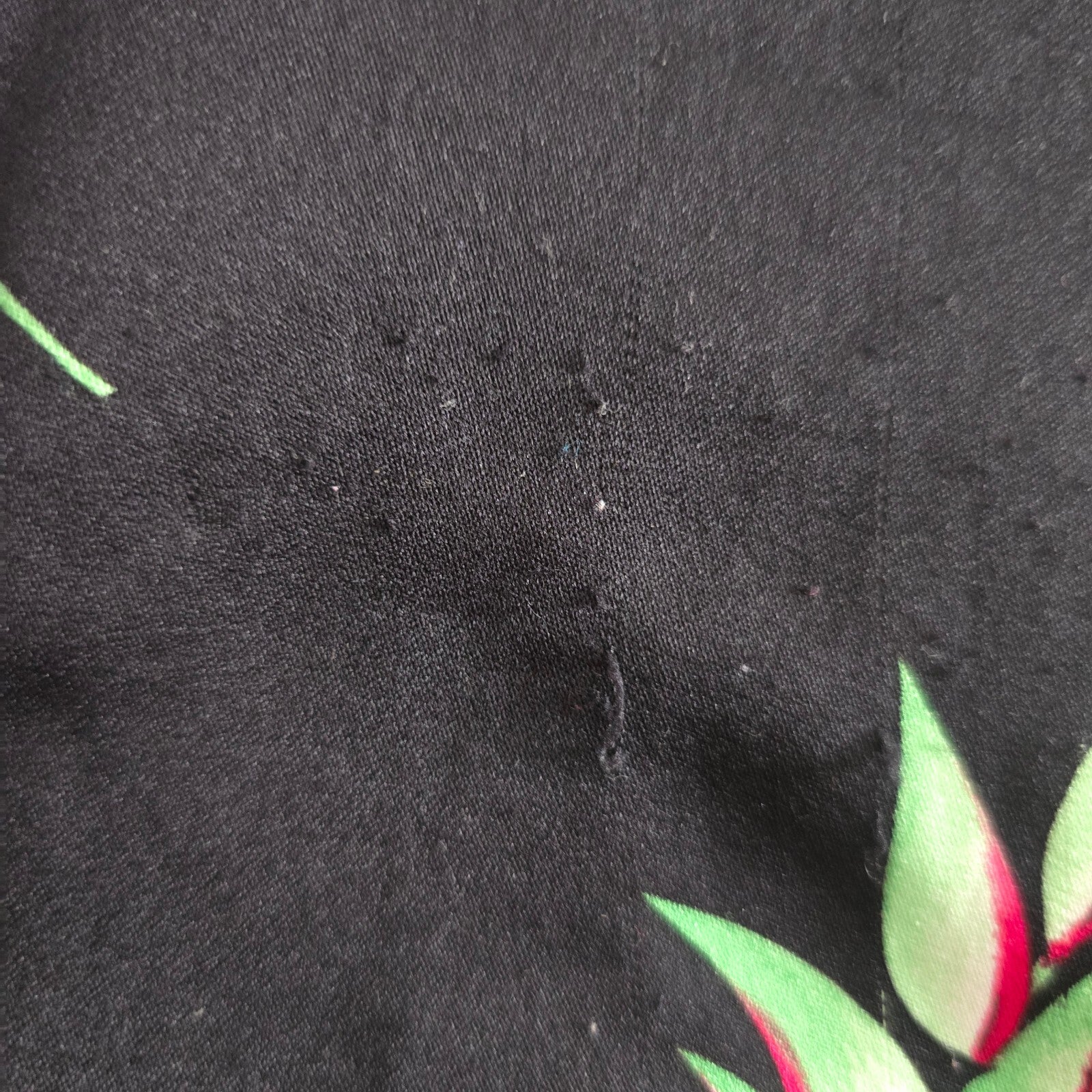 Hawaii Nei Vintage Floral Hawaiian Shirt Black with Pink and Blue Flowers, satin
