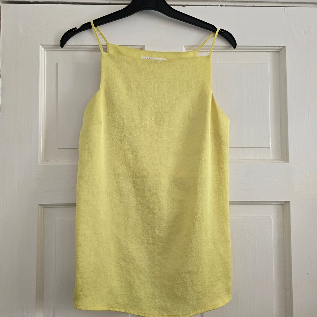 Finery Yellow Sleeveless Textured vest top, lightweight UK 8