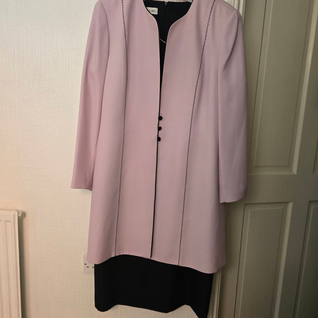 Condici Set Pink and Navy Two-Piece Dress and Dress Coat Set, coord, size 22