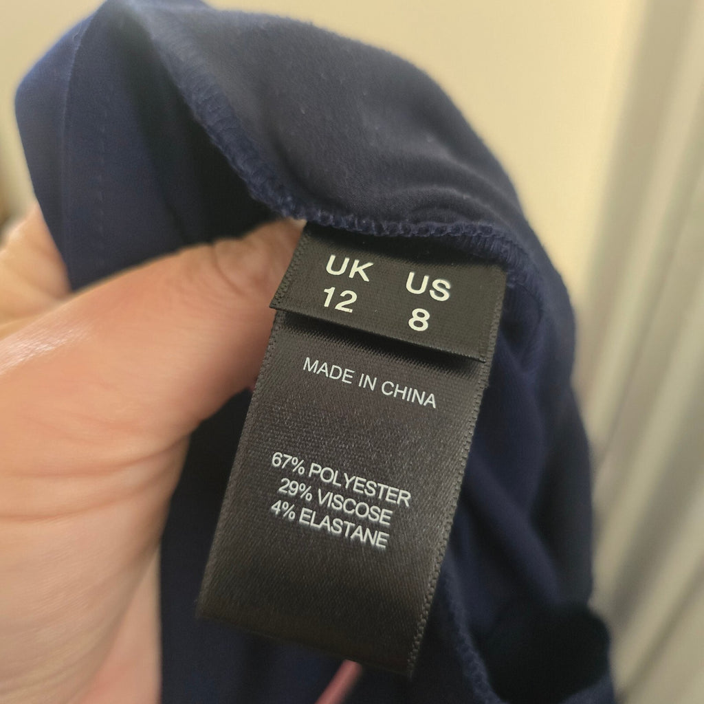 KITRI Navy Blue Wide-Leg Trousers UK 12 / US 8