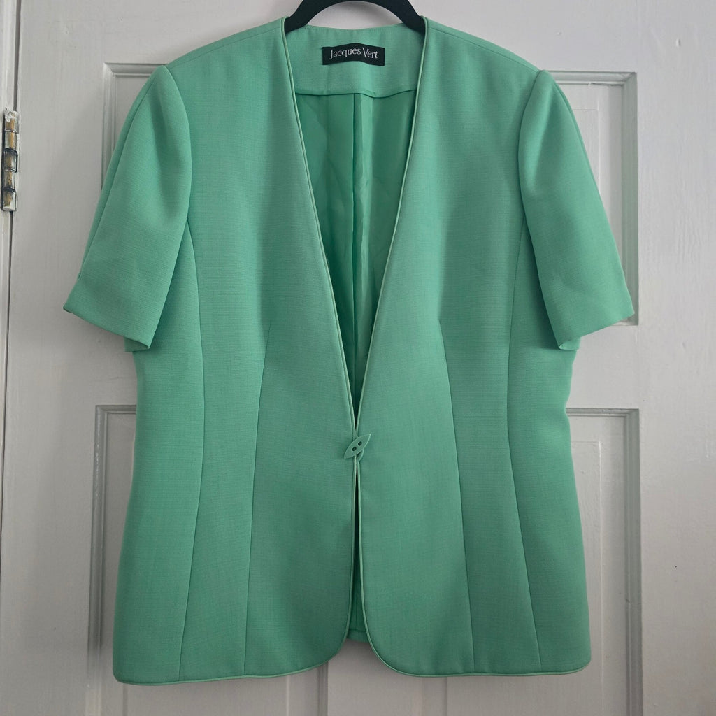 Jacques Vert Mint Green Short Sleeve Blazer Jacket UK Size 12