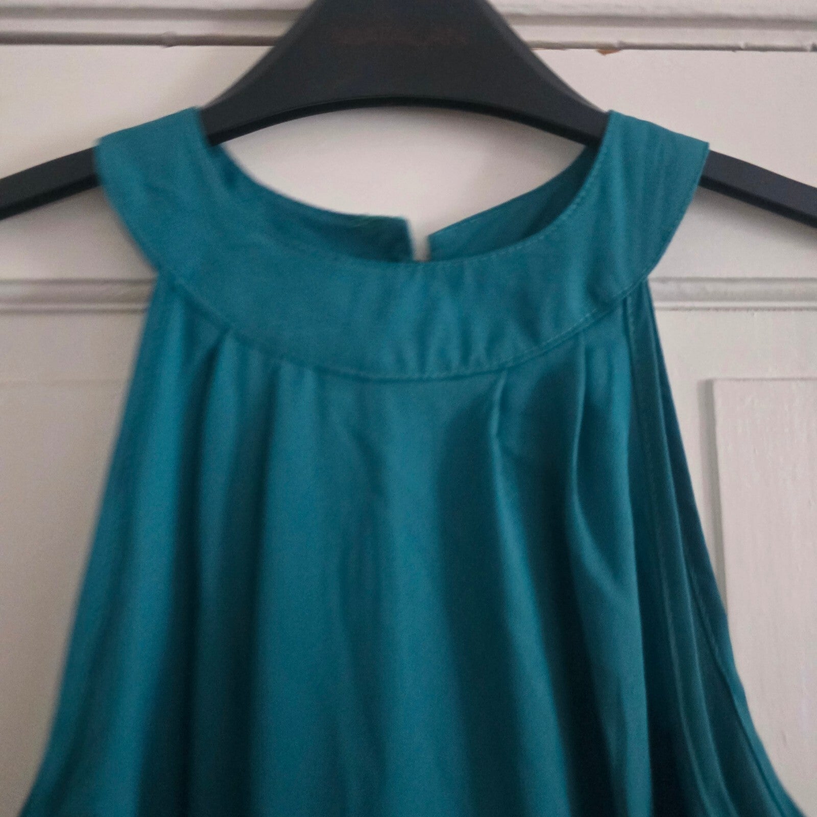 Teal Sleeveless High-Low Dress with Button Back Closure, Size Medium