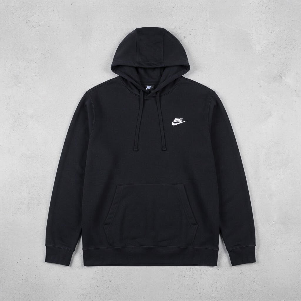 Nike Black Pullover Hoodie with White Logo, Size M, relaxed oversized, unisex