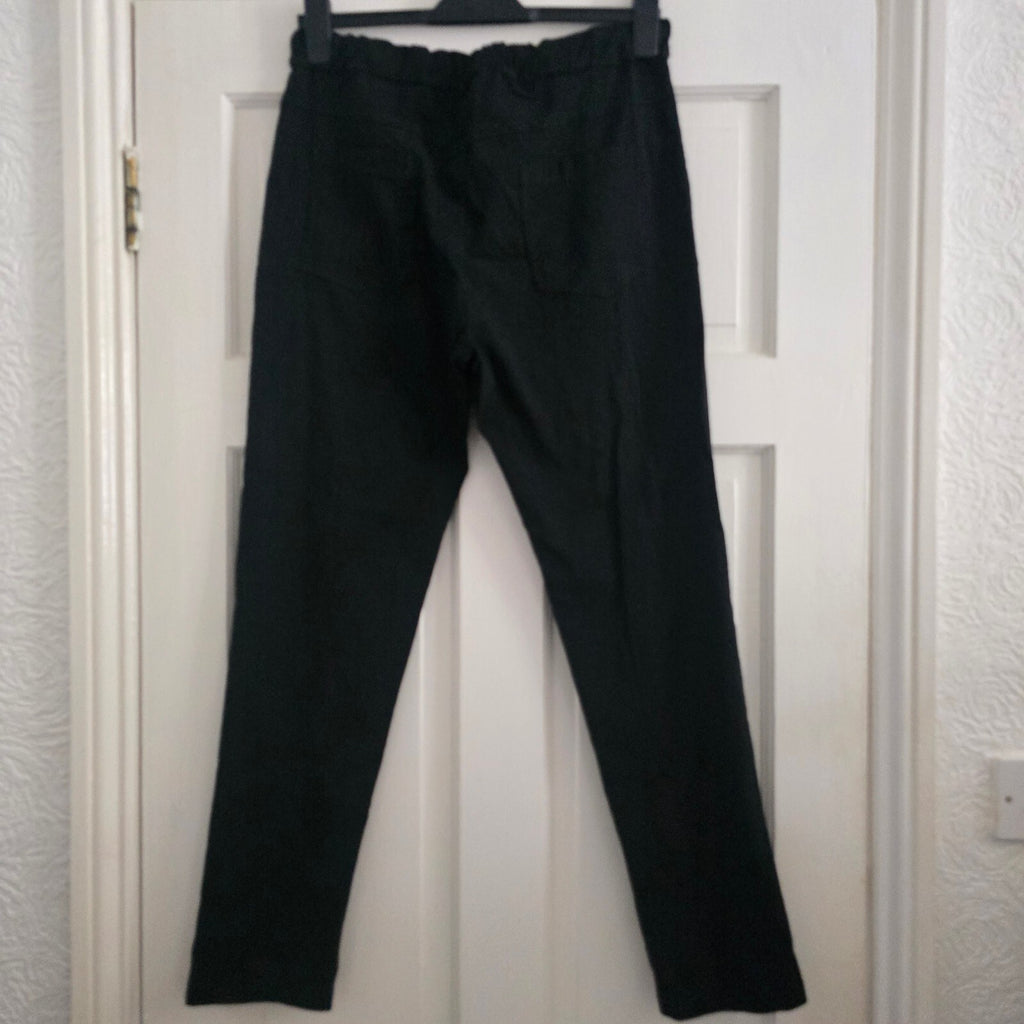DKK Black Elastic Waist Trousers Drawstring, size M, stretch tailored material