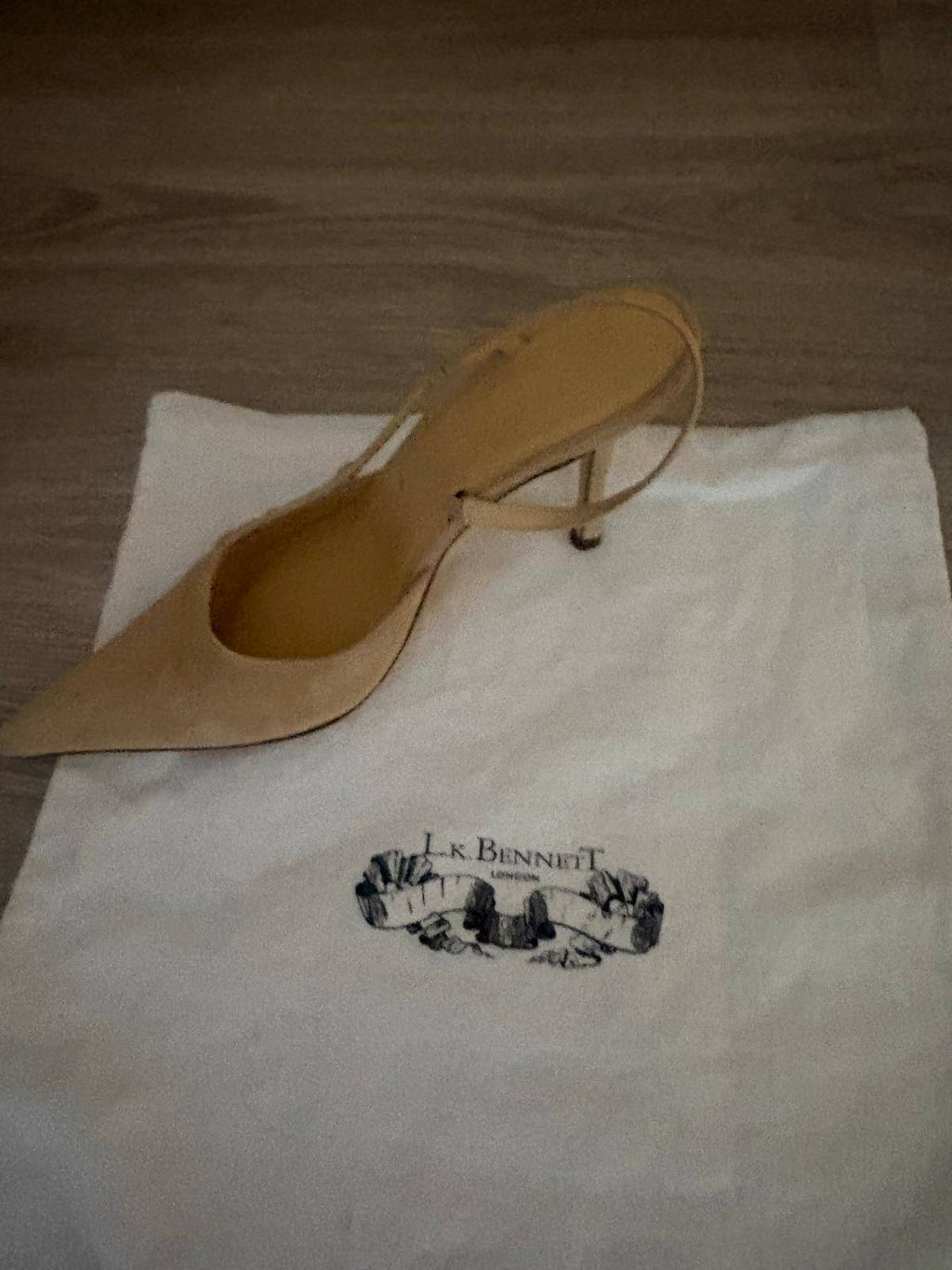 L.K. Bennett Precious Camel Suede Pointed Toe Slingback Heels Size 37.5, BNWT