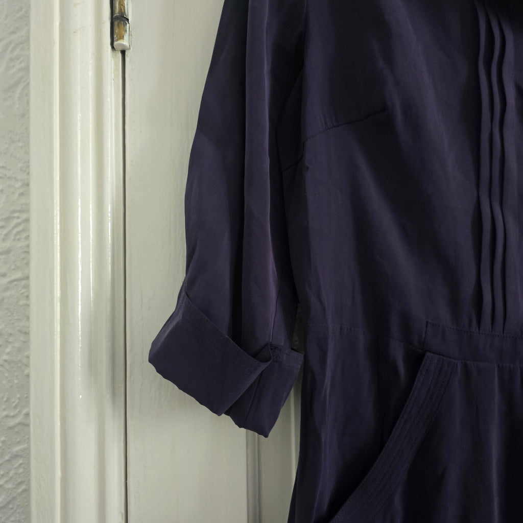 Autograph Blackberry Purple Button-Up Dress UK 8, relaxed fit, pockets, tunic