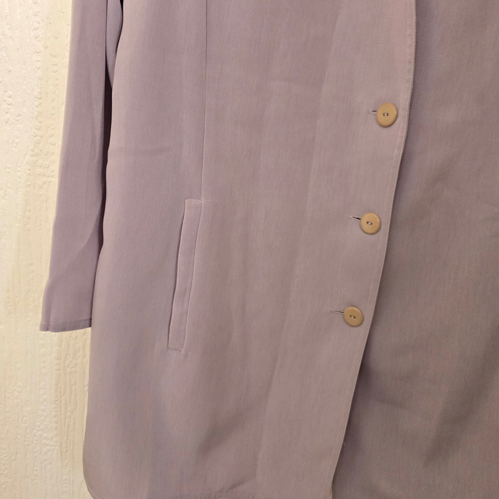Windsmoor Lilac V-Neck Button Blazer, Purple Patterned Slip Skirt Suit Set coord