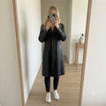 Jigsaw Black Soft Leather Long Coat Jacket Size 10, classic, timeless, luxury
