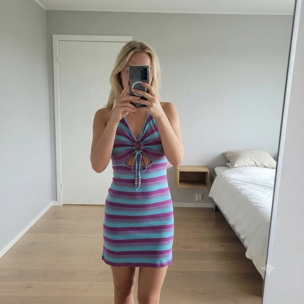 Urban Outfitters Striped Spaghetti Strap Dress XS, keyhole, ibiza, festival