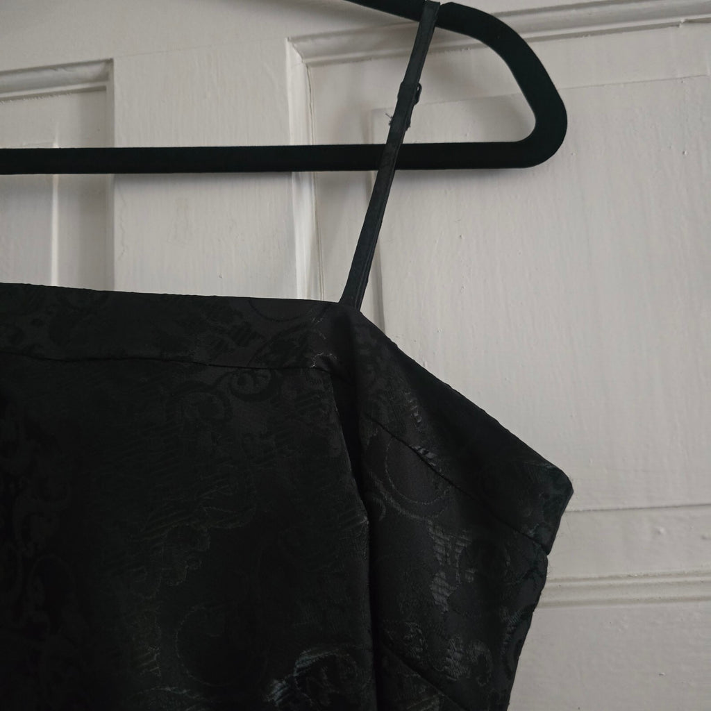 Marks & Spencer Autograph Black Jacquard Spaghetti Strap Dress UK 12, party glam