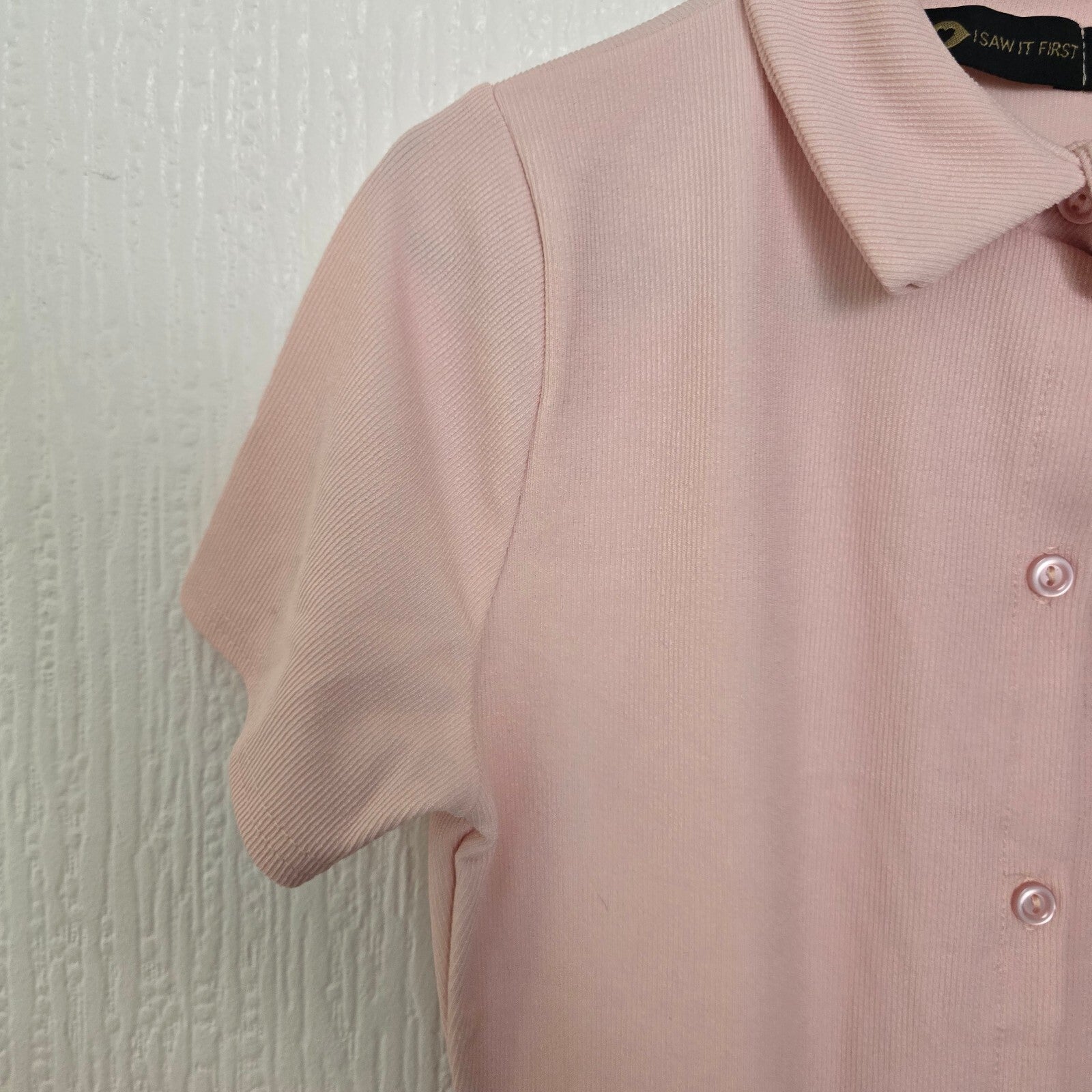 I Saw It First Pink Button-Down Midi Polo Dress with Short Sleeves and Collar 10