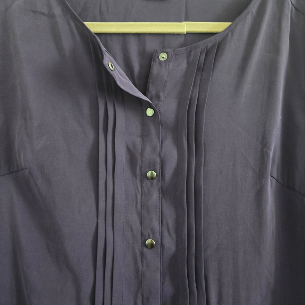 Autograph Blackberry Purple Button-Up Dress UK 8, relaxed fit, pockets, tunic