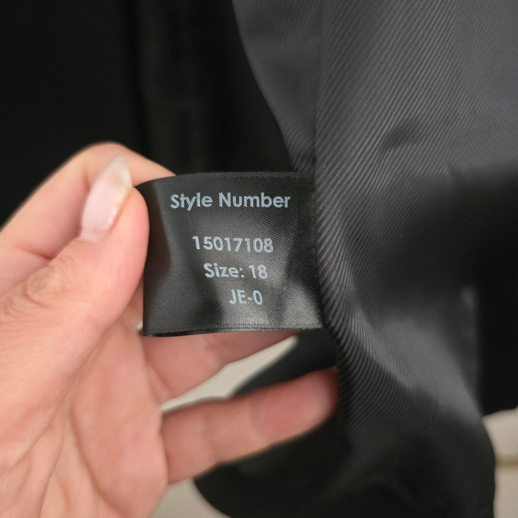 Roman Women's Black Textured Longline Coat Size 18 with Satin Lining, BNWT
