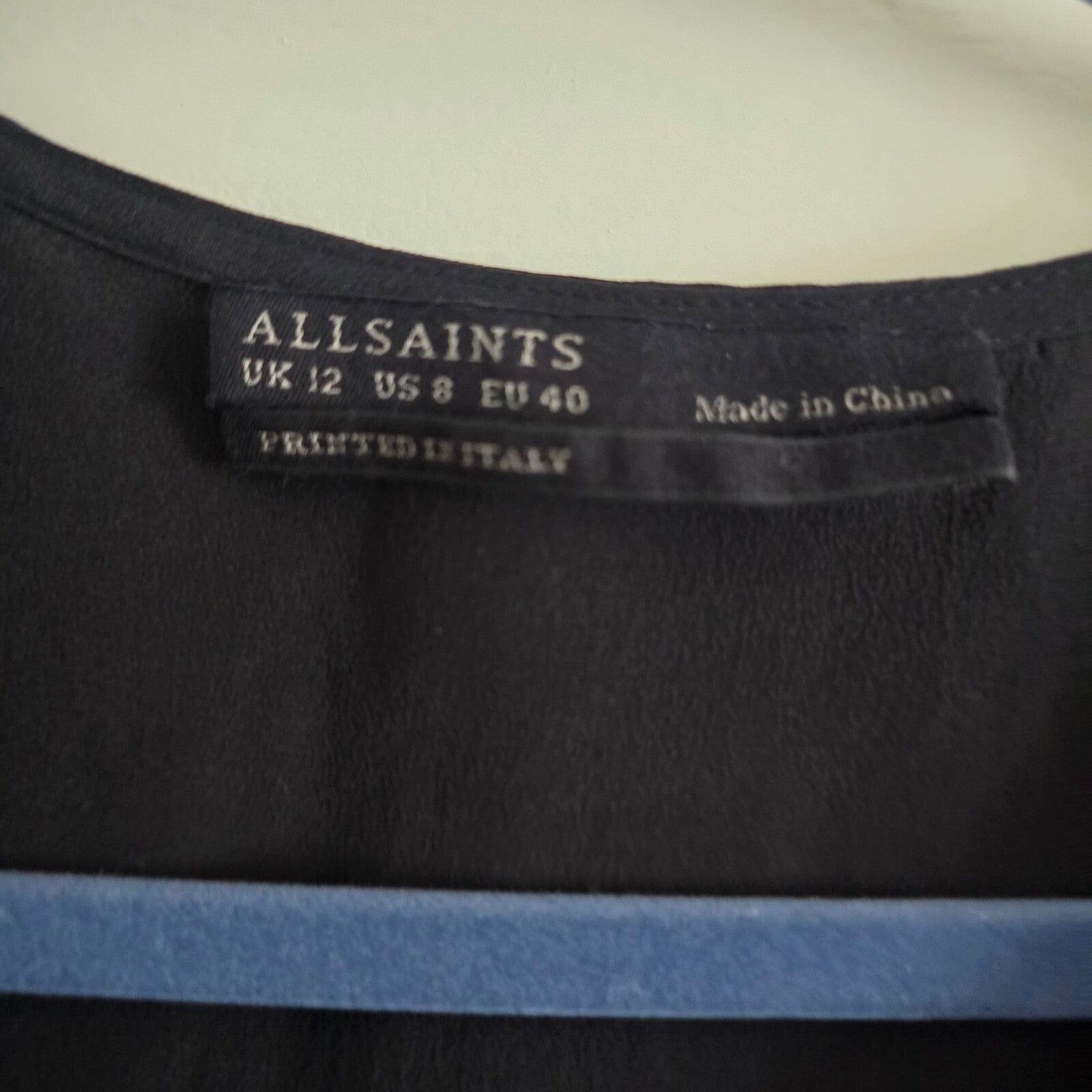 AllSaints Air Lyde Black and White 100% Silk Dress UK 12, drape, soft, relaxed