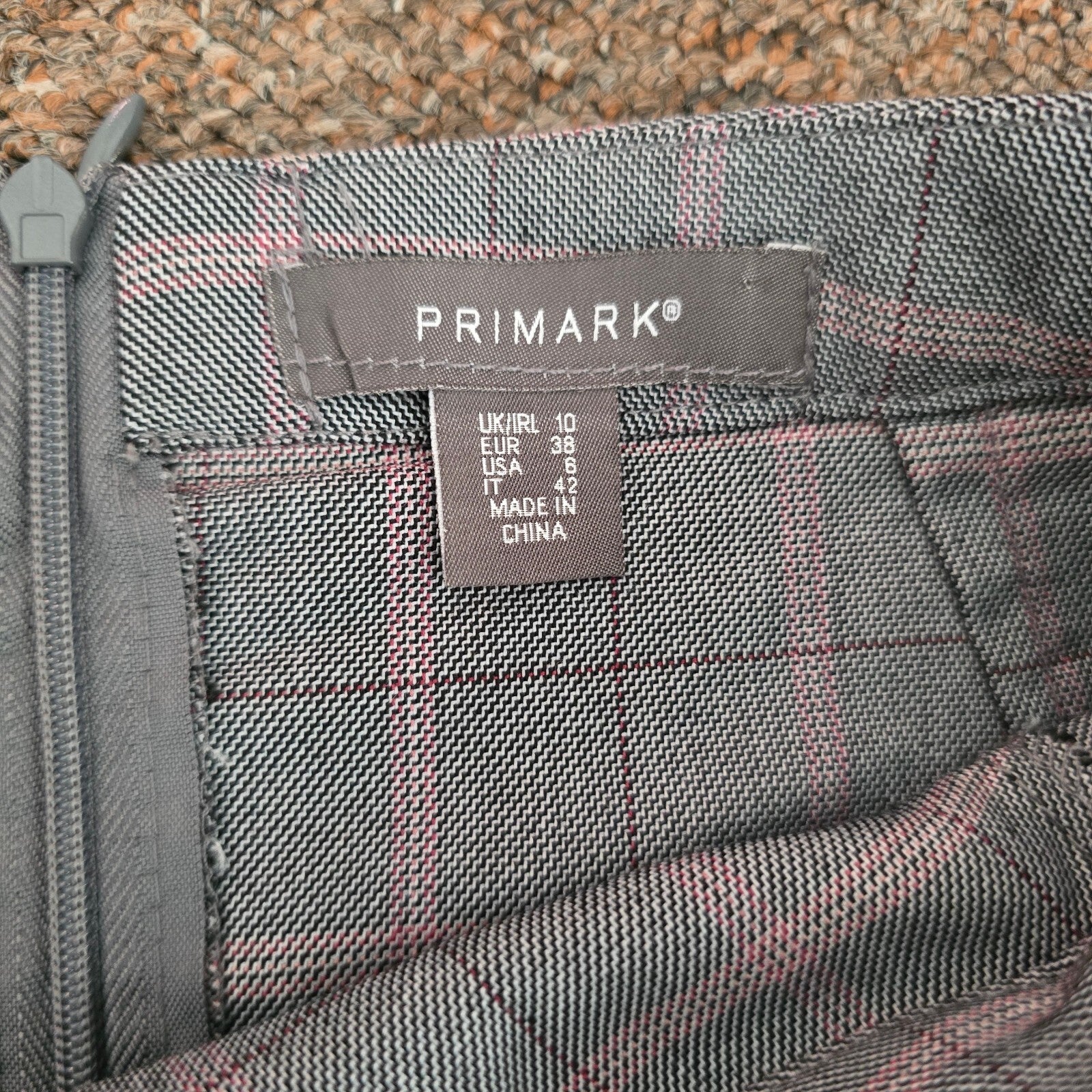 Primark Grey and Pink Checked Mini Skirt UK 10, preppy