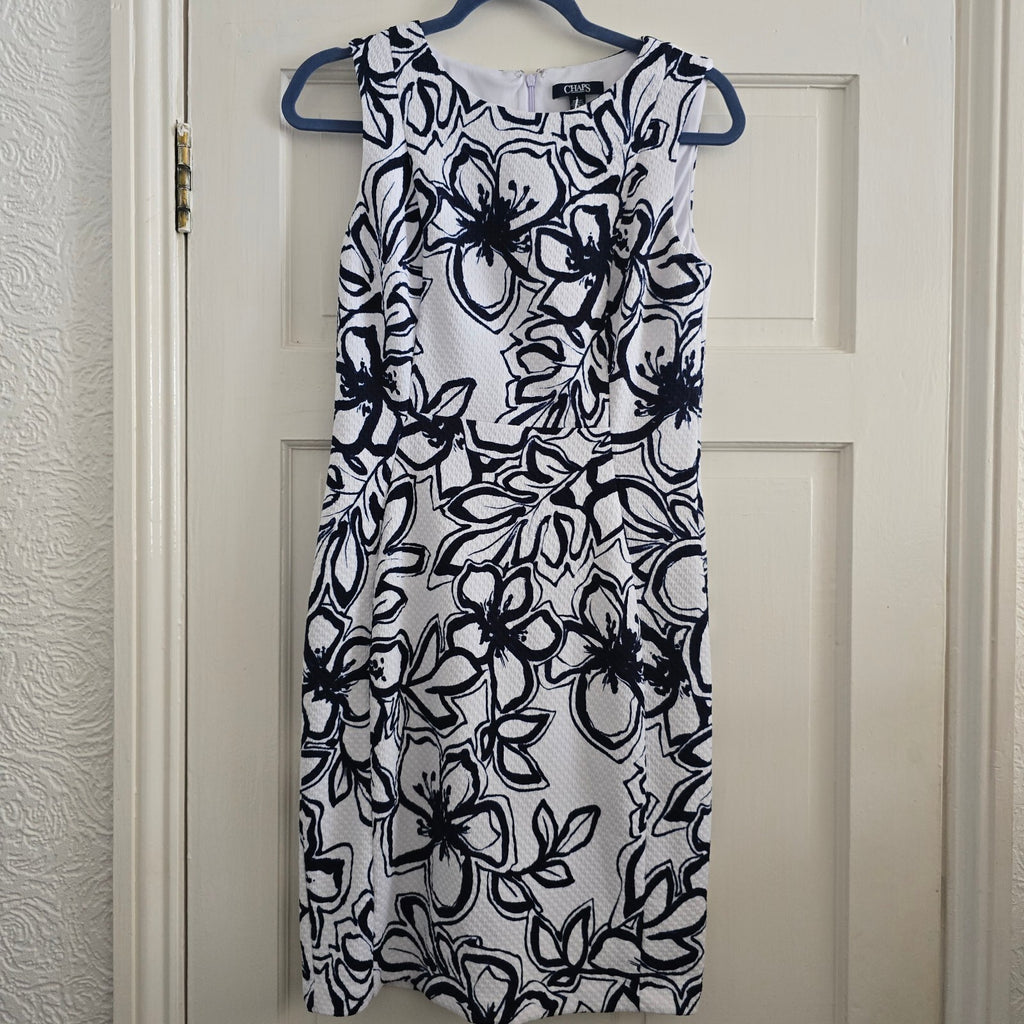 Chaps Women's Black and White Floral Sleeveless Mini Dress Size 6