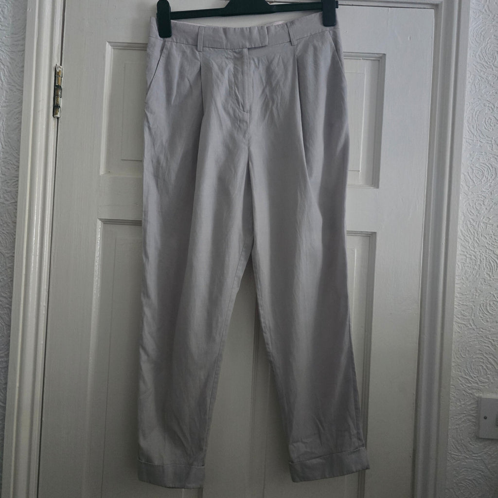 COS Light Grey Tapered Trousers with Hook and Zip Closure size 34 (UK8) turn ups