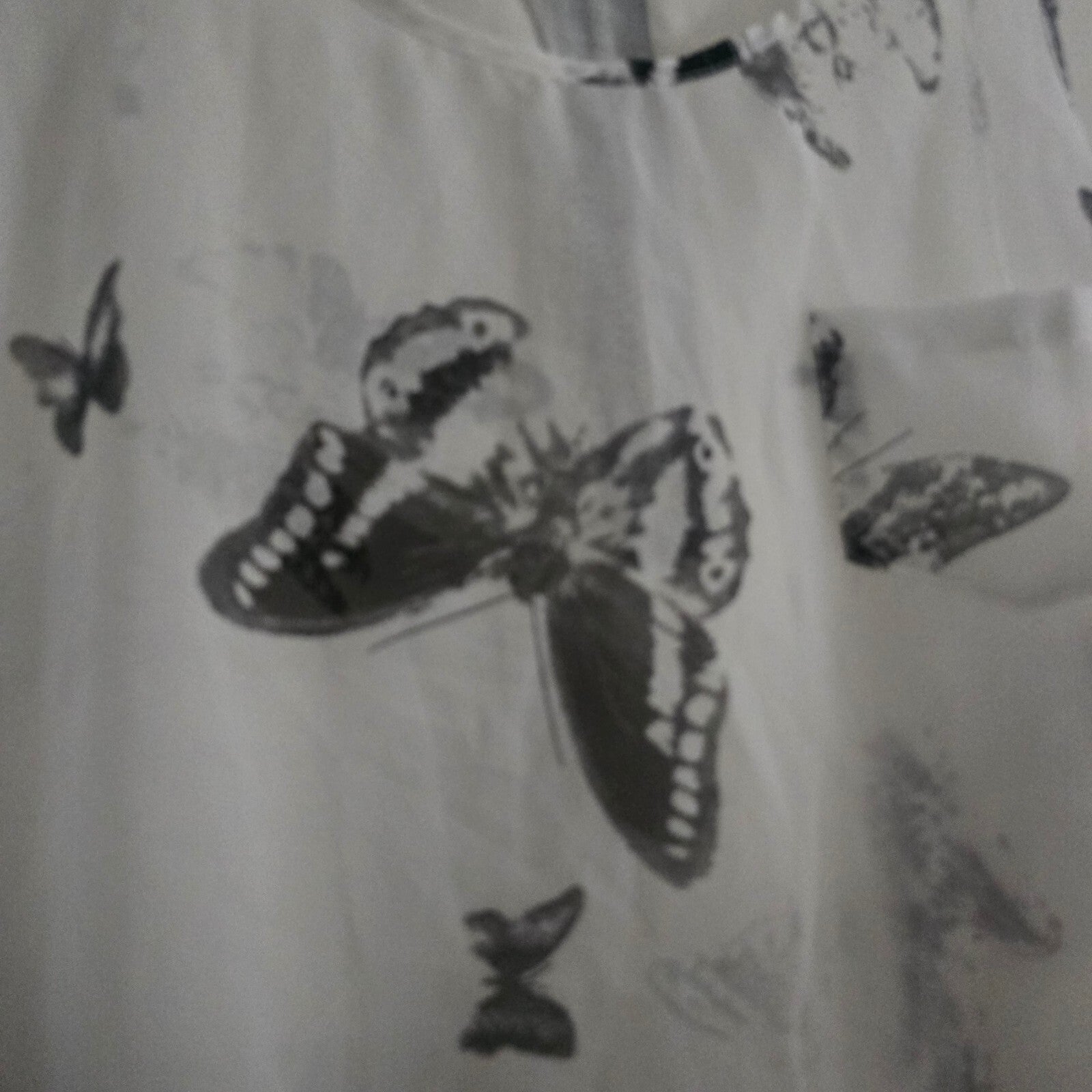 Cameo Rose UK8 EU36 White Butterfly Print Sleeveless Top, lightweight, sheer