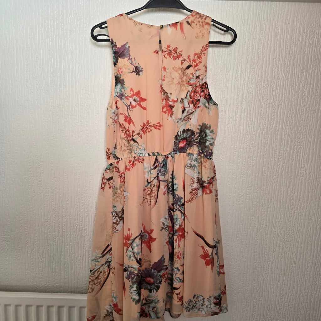 Forever 21 Peach Floral Sleeveless Dress with Ruffle Detail, BNWT, size M