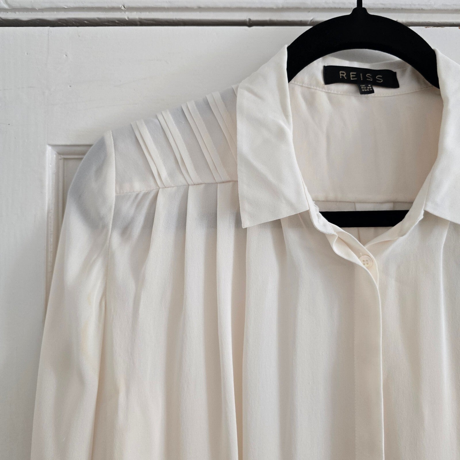 Reiss Elegant Off White/Cream Silk Blouse Shirt UK 8 / EU 36 / US 4 relaxed fit