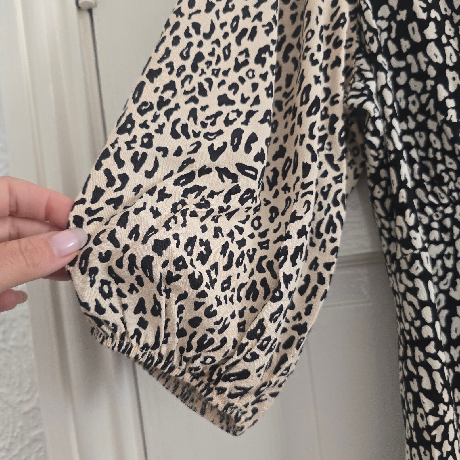 M&S Collection Leopard Print Midi Dress UK 14 Black Mix, relaxed fit