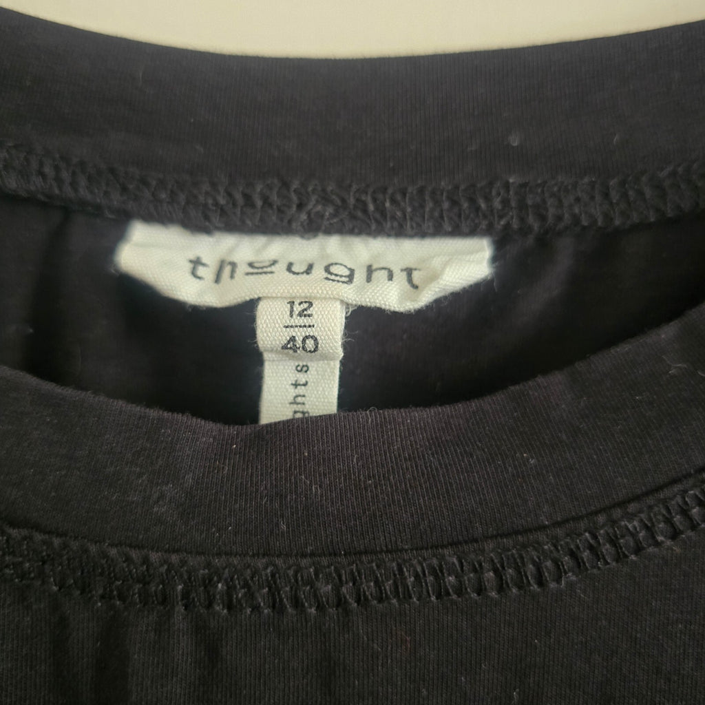 Thought Organic Cotton Black T-Shirt Dress Size 12 UK premium, luxury